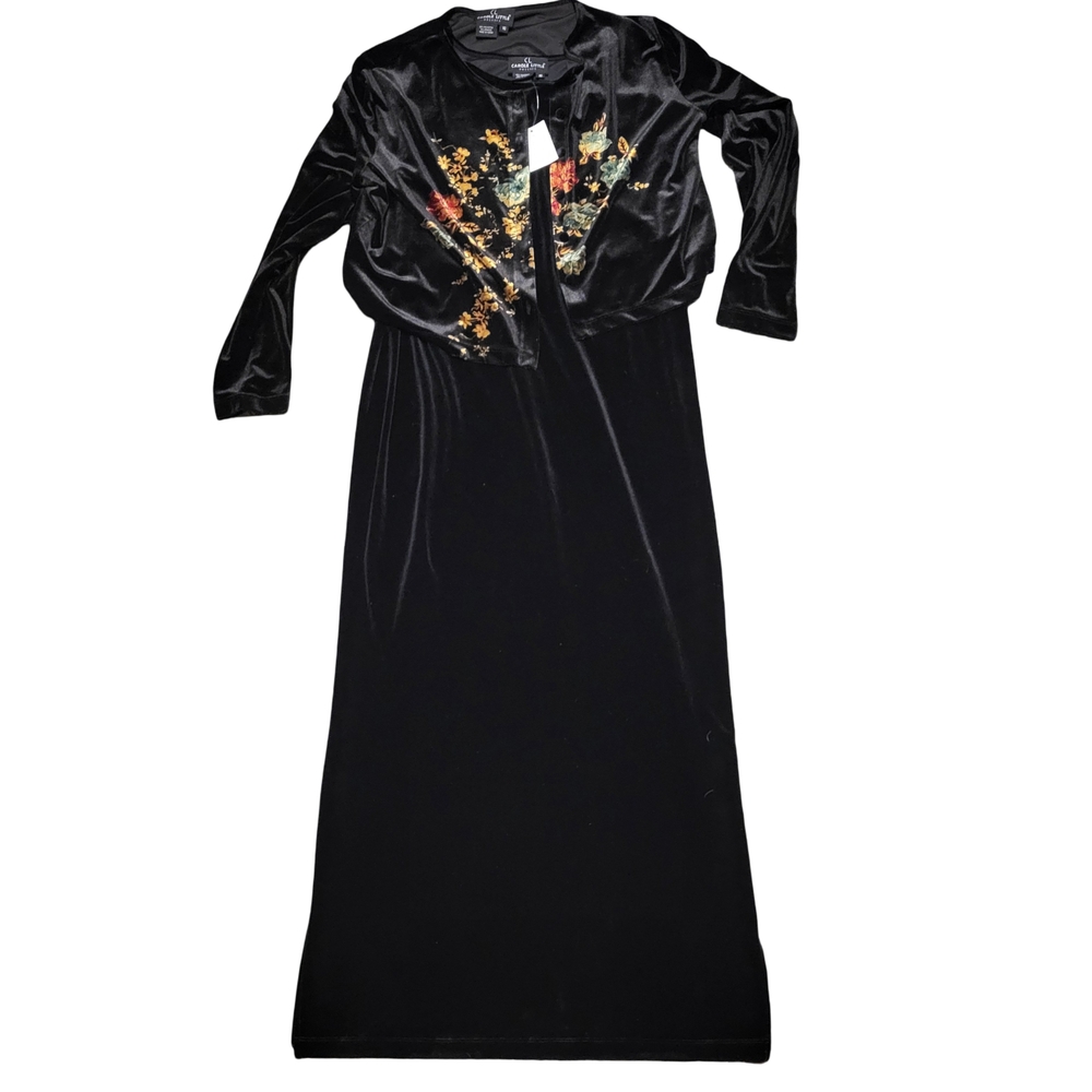 Carol Little Black Velvet Dress with Cardigan